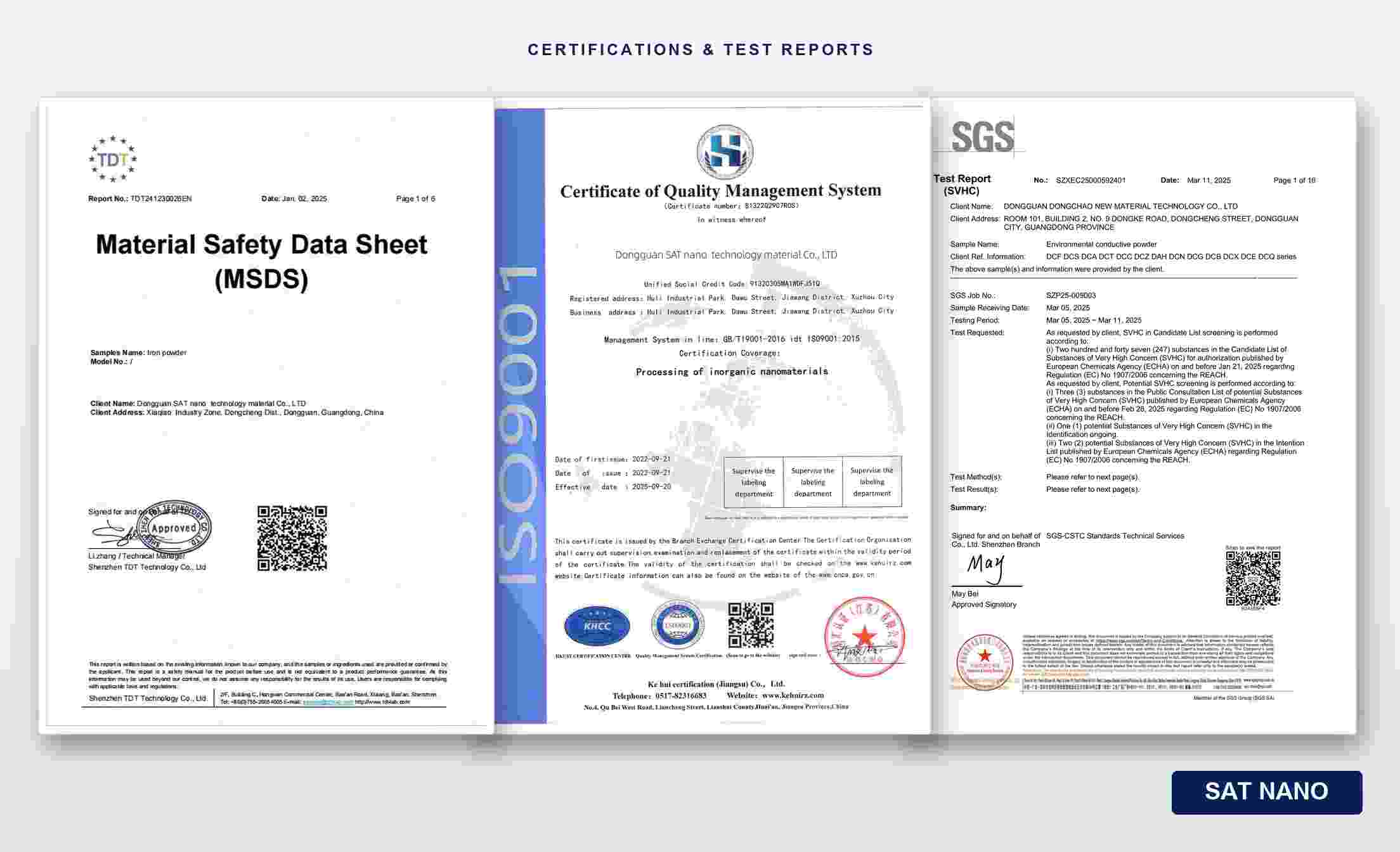 SAT NANO certification